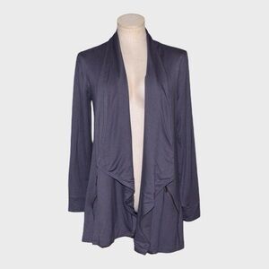 Soft Surroundings Gray Drape Cardigan with Zip Pockets